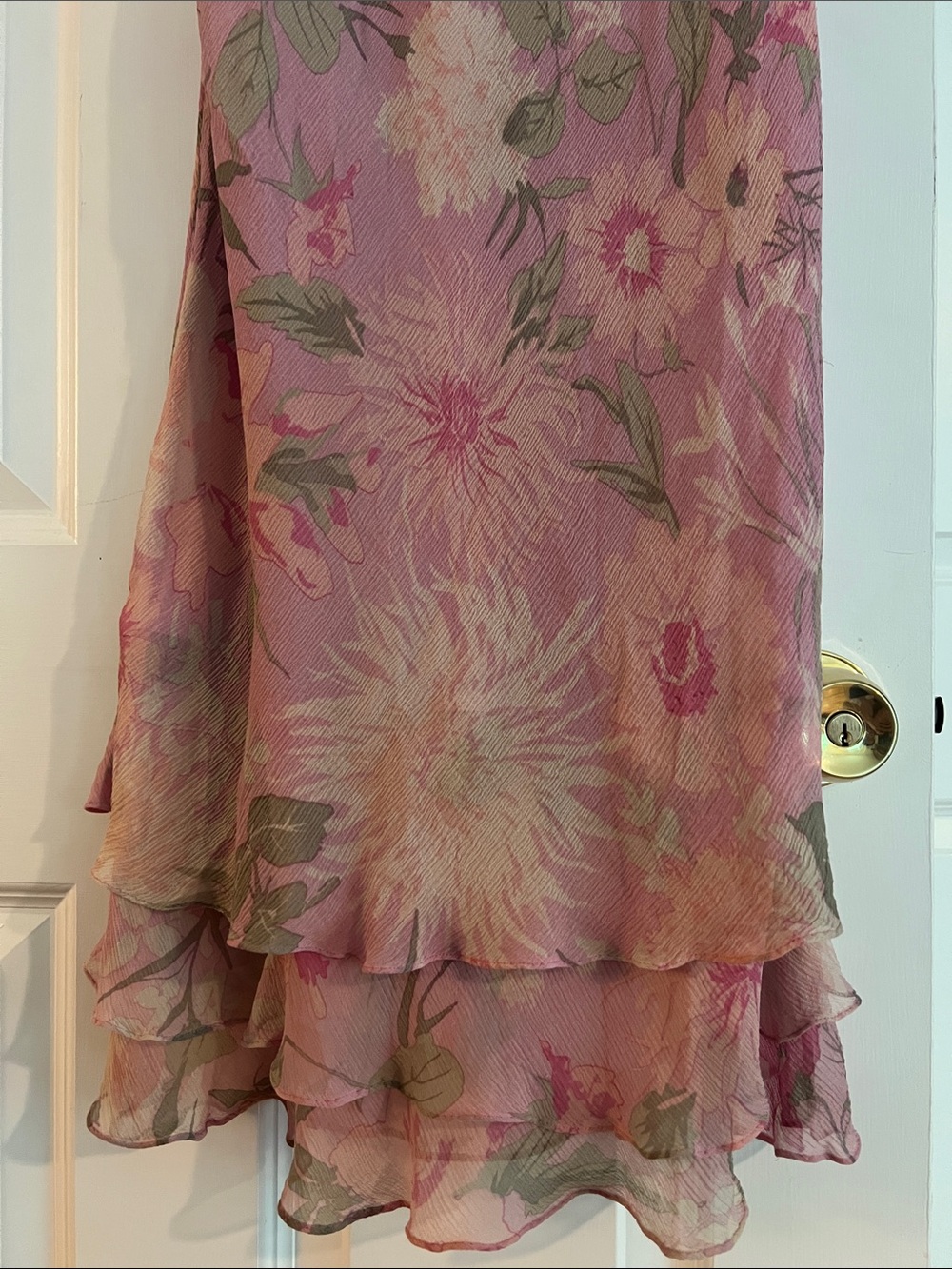 Ralph Lauren Pink Floral Sleeveless Midi with Ruffle Hem - Picture 4 of 8